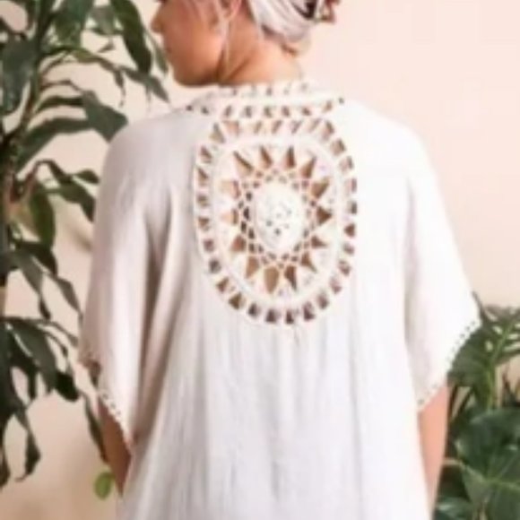 Accessories - SALE SEE THE SUN-Open Front Crochet Sun Kimono Cardigan Wrap